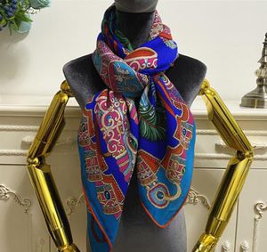 Écharpe carrée pour femmes, châle pashmina, bonne qualité, 35 soie 65, matière cachemire, motif imprimé bleu, taille 130cm 130cm9279945