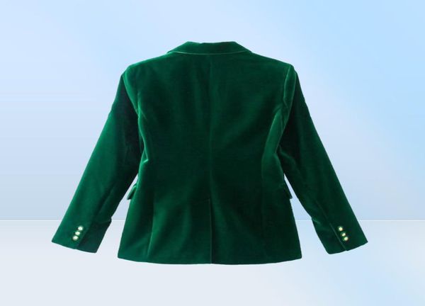 Women039s Costumes Blazers Femmes Vert Foncé Velours Blazer Veste Manteau Élégant Femme Slim Fit Bureau Dame Solide À Manches Longues Sing9364383