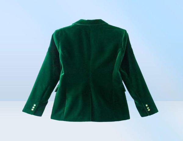 Women039s Costumes Blazers Femmes Vert Foncé Velours Blazer Veste Manteau Élégant Femme Slim Fit Bureau Dame Solide À Manches Longues Sing3678325