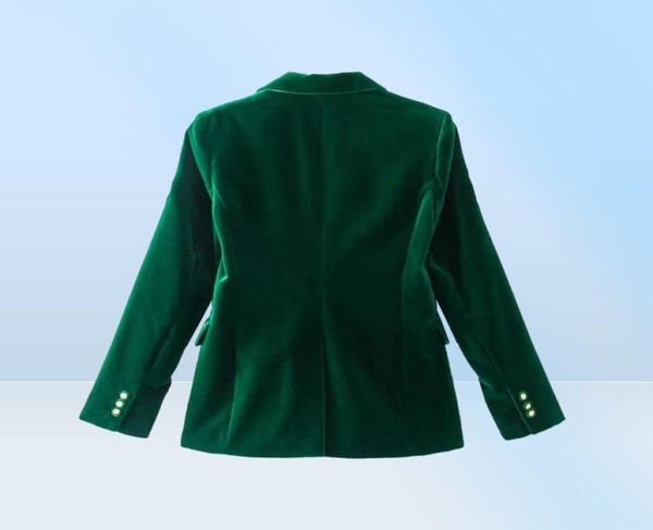 Women039s Costumes Blazers Femmes Vert Foncé Velours Blazer Veste Manteau Élégant Femme Slim Fit Bureau Dame Solide À Manches Longues Sing1450850