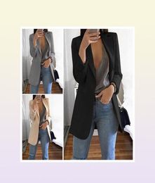 Women039s Suit Blazers Femmes Slim Blazer Jacket Outwear Carther à manches longues Mabillement formel Business Womens Casual Tops2222298