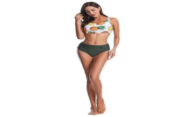 Women039s Traje de baño Traje de baño con estampado de piña Bikini bandeau femenino 2022 Traje de baño de 2 piezas para mujer sexy Bikinis Natación Verano 3516358