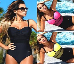 Femmes039S Swimwear Femmes Sexy Vneck High Waist Swimsuit Mesh Patchwork Halter Push Up Up Backs Backing Bathing Cosuls Beachwear S2840698