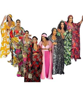 Women039s Tracksuits de piste pour dames 4 pièces Set african dashiki mode long tops scarf pantalon large quatre pièces robes de fête de costume fo4742689