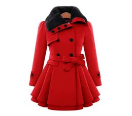 Women039s Trench Coats Autumn Winter Plus Size S5XL Fashion Fashion Fur Lapa de pieles Doble -Breasted Warmed Cubo de lana gruesa W6338452