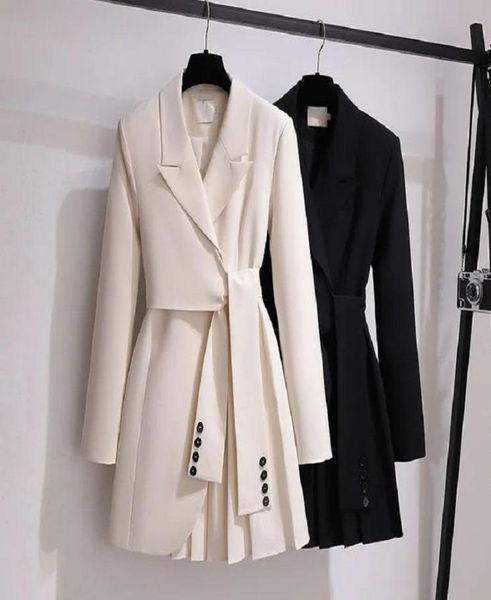 Femmes039s Trench Coats Fashion Coat Robe Femme 2022 Spring Autumn Windbreaker Femme Plus taille 4xl Black Blanc Blazer Vin1309744