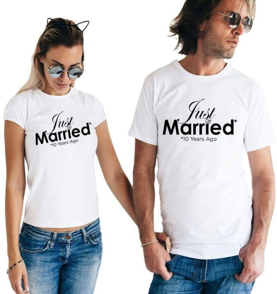 Femmes039s Tshirt Couples 10 ans d'anniversaire Gift Just Marié il y a des années Mariage T-shirt Funding Femme Loves Tees Couple Centhe4205308