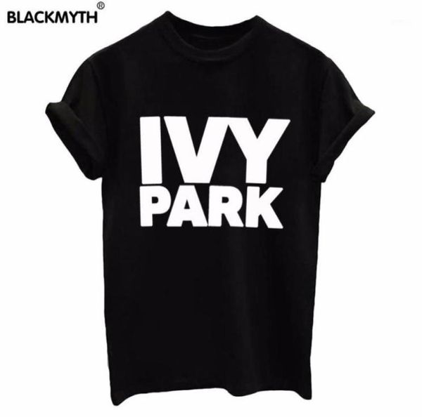 Camiseta para mujer039s, camisetas enteras con cuello redondo para mujer, camiseta de verano con estampado de letras IVY PARK, camiseta ajustada de manga corta blanca y negra 2273873