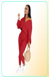 Dames039s tweedelig broek mode casual 2 sets dames outfits v nek vaste kleur ritssluiting plus size herfst 2021 pantalones 1259258