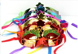 Femmes039s masque de mascarade vénitienne paillette Mardi Gras Halloween Ball Mask One Size ajuster la plus assortie Color8104548