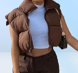 Femmes039s Gilet Vintage Femmes brunes Brown Short Wiltcoats 2021 Springaumn Fashion Ladies mignonnes Mouette de gilet Puffer Mouches Sweet Girls Chic 4210784