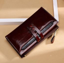 Women039s Wallet Professional Design Posición multicard Hebilla Long Wax Wax Cool Wallet Retro Cuero Multicolor Clutch1753246