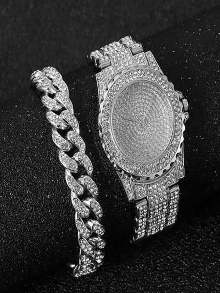 Women039S Watchs Dome Caméras Watch Bracelet for Women Cuban Chain Charm Bracelet Iced Out Watch for Women Fashion Luxury Gold3475546