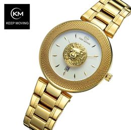 Women039s montres marque de mode continuer à bouger motif de Lion élégant Quartz dames en acier étanche relogio feminino 2211071509710