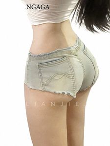 Womengaga Super taille basse serré Mini Denim mignon Shorts femmes Style américain pêche beurre chaud Sexy Shorts Bootyshorts GW5G e90G #