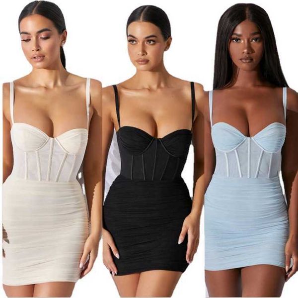 Fomes 2021 Mesh pli nouveau ouverte Fashion Suspende Robe femme