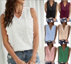 Femmes 2022 NOUVELLE VIE DE LACE VIET SEXY V-NECK TOPS sans manches S-xxl