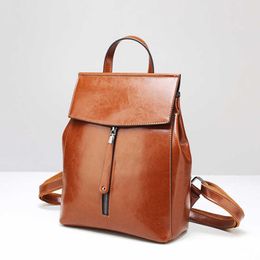 Mujer 2024 Bag Fashion Genuine Leather Oil Wax Wax Cowhide Book Guangzhou