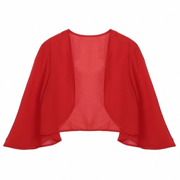 Para mujer 3/4 manga Chiff Cardigan Bolero chaqueta boda fiesta nupcial Dr Cover Ups Wraps chales n2JZ #