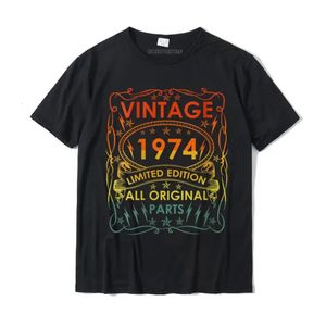 Femmes 46e ans - Costomer - Vintage 1974 T-shirt de cou rond d'anniversaire 1974 Tops de coton décontracté.