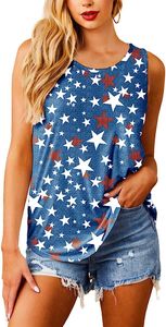 Chemise du 4 juillet pour femme sans manches USA Flag Patriotic Summer Tank Tops Independence Day Tops