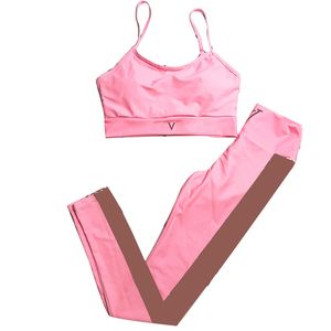 Vêtements de sport pour femmes Vêtements de yoga Vêtements de créateurs Lettre imprimée Gilet Collants extensibles Vêtements de sport