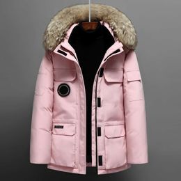 Femmes et hommes longueur moyenne hiver Style canadien surmonté les amoureux vêtements de travail épais veste en duvet d'oie hommes vêtements mencoat jacketstop