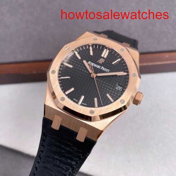 Womens AP Wrist Watch Royal Oak Series 15510OR.O.D002CR.02 ROSE GOLD BLACK FACE MENS MONSE FORM