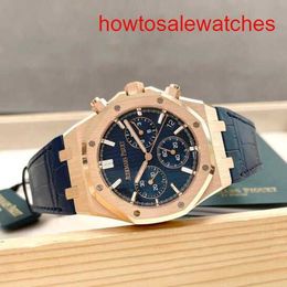 Womens AP Wrist Watch Royal Oak Series 26240or Rose Gold Blue Plate Belt Mens Fashion Leisure Business Sports Back Transparent Mechanical Watch