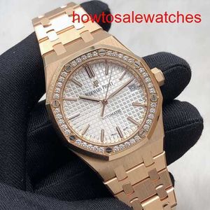 Womens AP Wrist Watch Royal Oak Series 34 mm de diamètre 18K Rose Gol Original Diamond Machinerie Automatique Womens Luxury Watch 77351orz