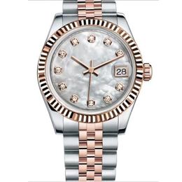 Dames automatisch mechanisch horloge roestvrijstalen diamant diamant zilver rozengouden schaal wijzerplaat 31 mm