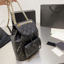 Sacs à dos pour femmes sacs à main classiques seau à cordon de serrage en cuir d'agneau Caviar dames voyage sacs à main de grande capacité