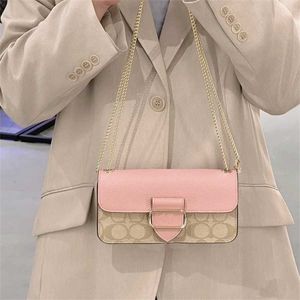 Damestas Gekleurde Klassieke Morgan Crossbody Klein Vierkant met Litchi Patroon Kersenbloesem Roze Ketting 5548