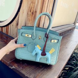 sac de crocodile de sac pour femmes authentique en cuir rétro rétrosable mini épaule crossbody sac à main verrouillage