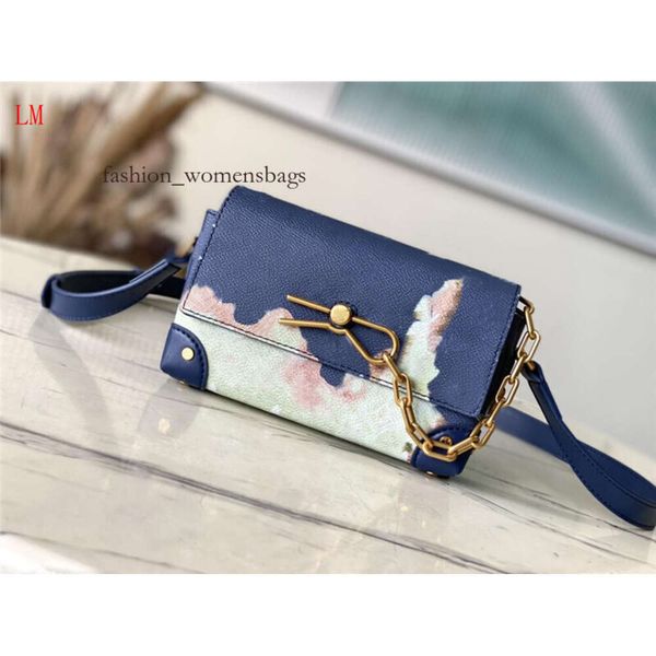 Bolso para mujer Bolso de diseñador Steamer Messenger M81783 Cartera usable Graffiti Embrague Segundo bolso de hombro azul Cuero genuino Rossbody Bolsos Monedero 7A La mejor calidad