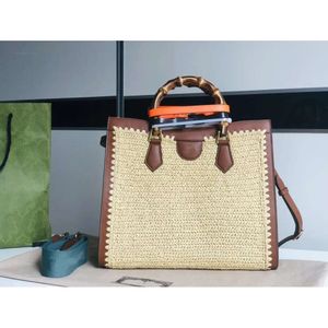 Dames Damestas Designer Bamboo Diana Tote 678842 Beige geweven schoudertas 2-weg handtas 7A Beste kwaliteit luxe