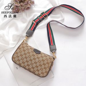 Womens Tas Hoge Kwaliteit Canvas Custom Fabrics Designer Tassen voor Dames Trendy Fashion Wide Messenger Schoudertas Strap