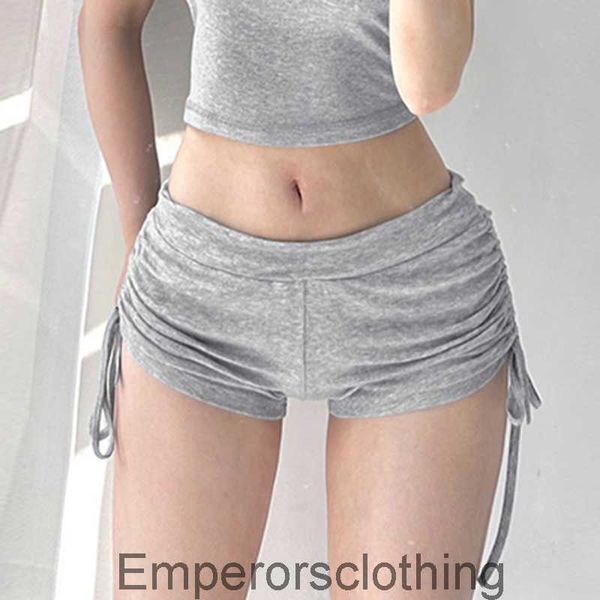 Femmes de base gris haute taille élastique plissée à cordon de cordon de cordon épicé sexy pantalon chaud sportif minceur sexy