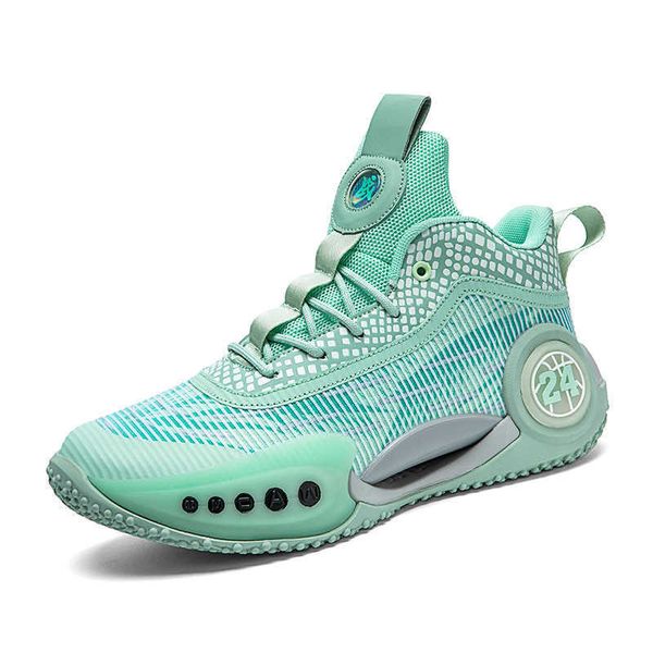 Chaussures de basket-ball pour femmes Baskets décontractées basses pour hommes Baskets professionnelles pour jeunes Vert Bleu