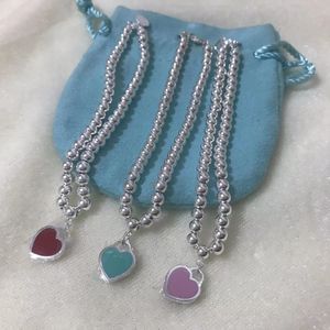 Dames kralen strengen 925 sterling zilveren kralen armbanden hart charmes luxe ontwerp sieraden voor dame bruiloft cadeau groen roze