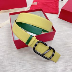 Damesriem Fashion Letter v Pure Copper Smooth Buckle Men Women Denim Belt Luxury Designer Belt Breedte 4,0 cm dubbelzijds omkeerbaar met rode doos