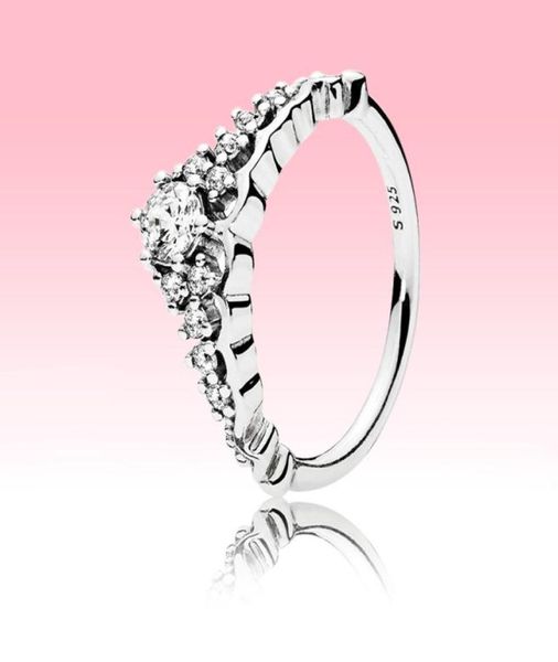 Bague de mariage en diamant Big CZ pour femmes avec boîte d'origine pour cadeau de fiançailles en argent sterling 925 avec diadème de conte de fées7433817