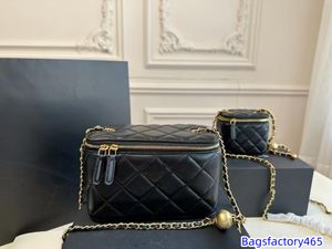 Cuidado de las mujeres Bolso cosmético de hombro clásico con espejo Caviar de cuero Acolchado Versátil Hardware dorado Bandolera Diseñador Monedero Embrague Maletas Bolso de tendencia