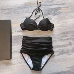 Dames bikini strand zwart tweedelig crop top bad sets luxe zwempak mode ontwerper hoge taille strandkleding meisje strand kleding zomermerk zwempak bkini