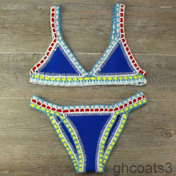 Bikini bikini a mano tejido tejido tejido de tejido de tejido para mujeres de baño de trajes de vacaciones de trajes de trajes de baño