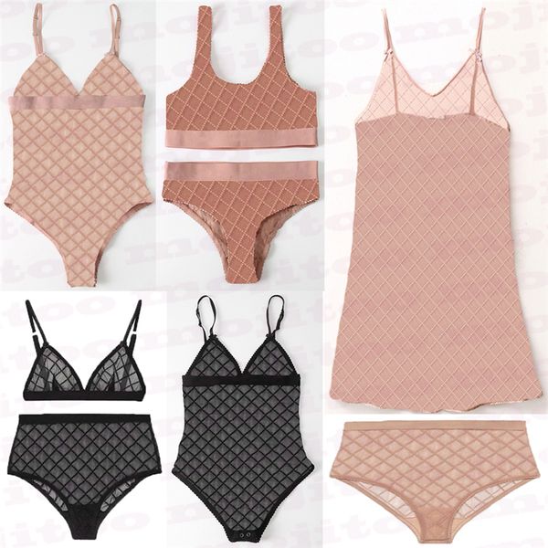 Des créateurs de sous-vêtements pour femmes BodySuit Bodys voient à travers des lettres brodées de soutien-gorge Briefts ensembles de lingerie filles