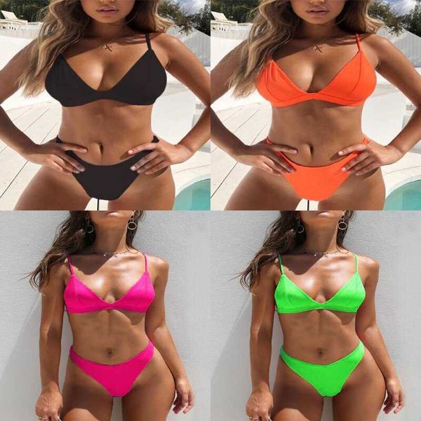 Traje de baño bikini para mujer diseñadores traje de baño bikini de gran tamaño sexy color sólido traje de baño dividido copa triangular traje de baño para mujer Bikini