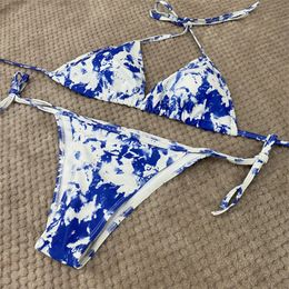 Bikini deux pièces pour femmes, ensemble deux pièces, teinture par nouage, Sexy, dos nu, nouveau maillot de bain pour les voyages d'été