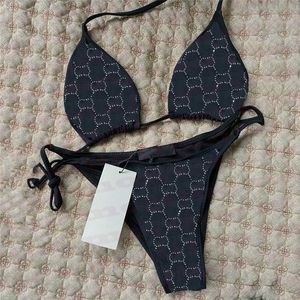 Bikinis para mujer, traje de baño de lujo con diamantes de imitación, traje de baño Sexy sin espalda para mujer, traje de baño de alto grado