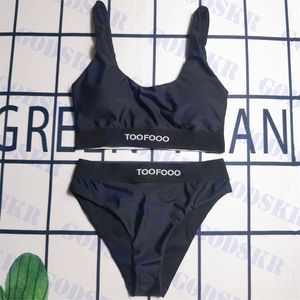 Dames zwarte bikini set merklogo badpak sporttanks ondergoed voor dames split badmode